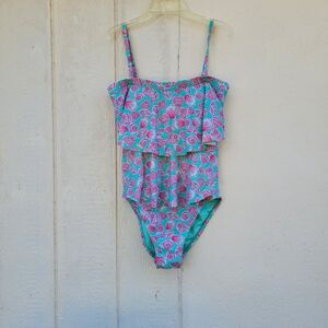 Carribean Joe tiered onepiece swimsuit  size 12 seashell print coastal